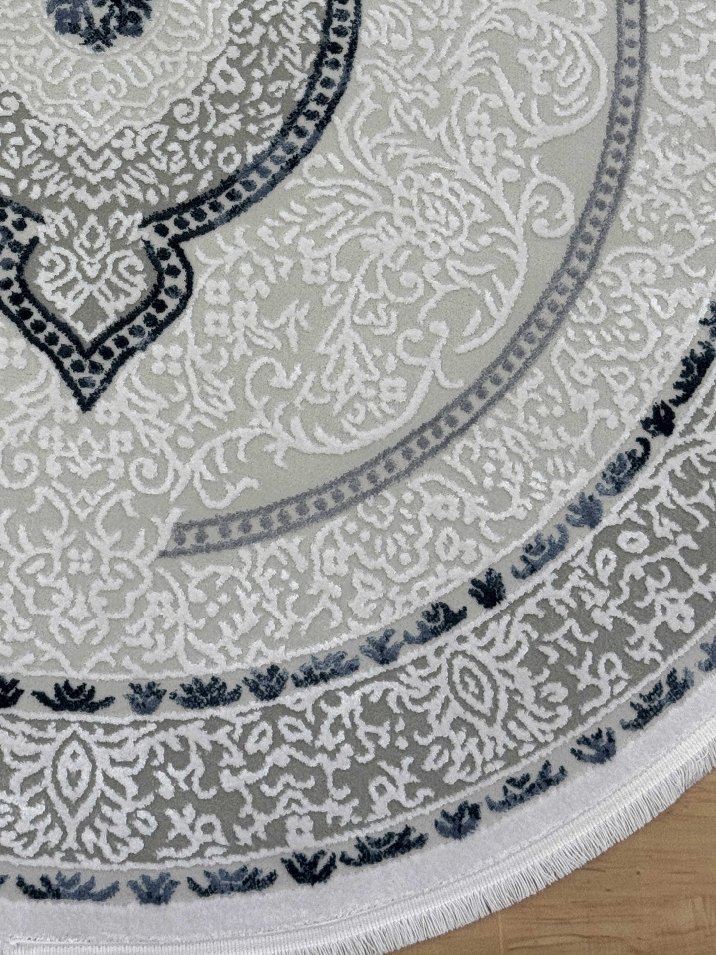 Andalusian Blossom "Gray" Acrylic Round Carpet