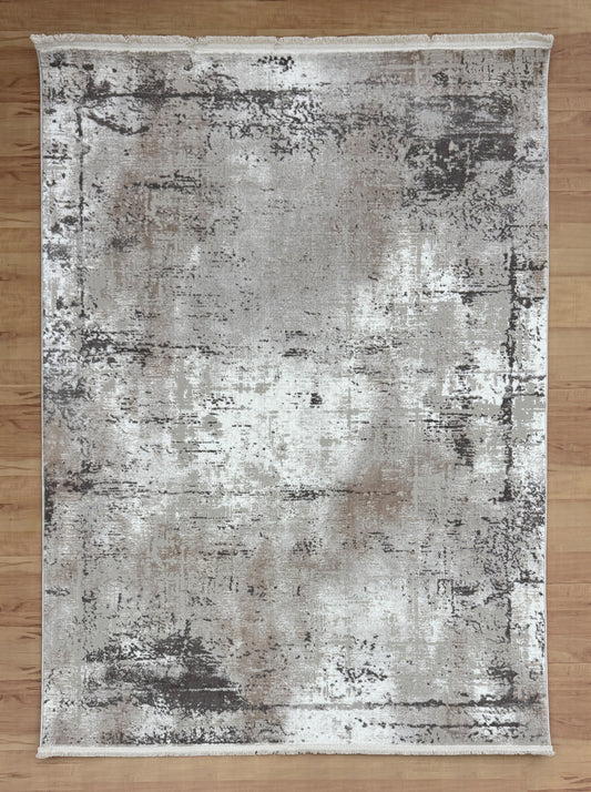 Soft Feather Rug"Cream+Gray" Acrylic Carpet