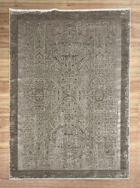 Classic Gray Frame Bamboo Silk Carpet