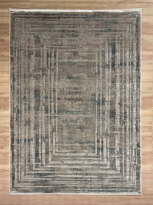 Luxurious Gray Frame Bamboo Silk Carpet