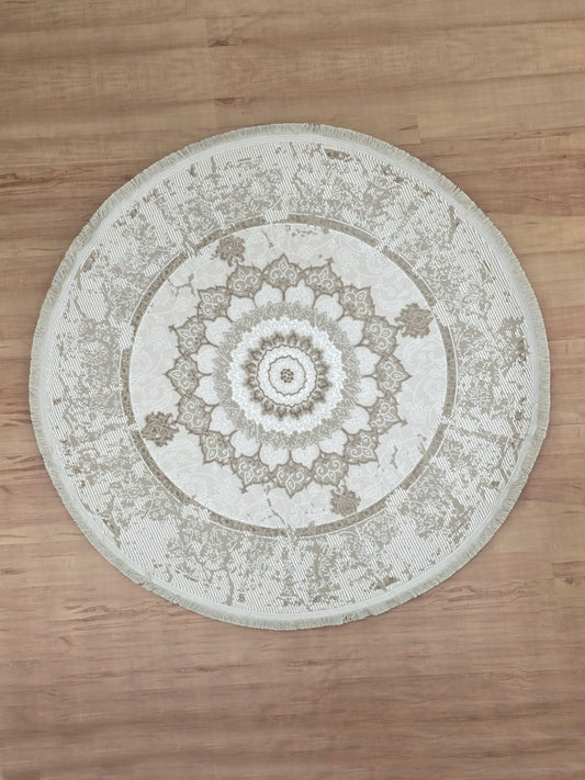 Gather "Beige" Acrylic Classic Round Carpet