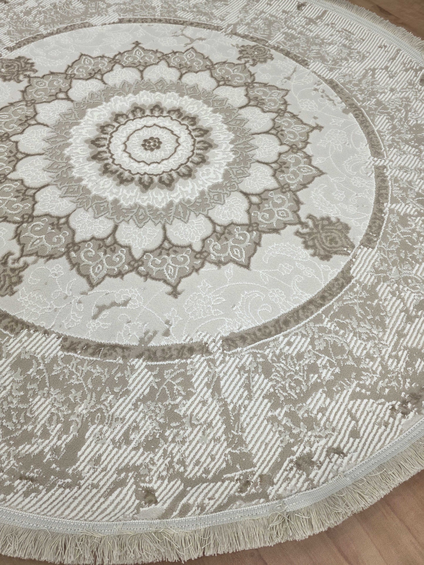 Gather "Beige" Acrylic Classic Round Carpet