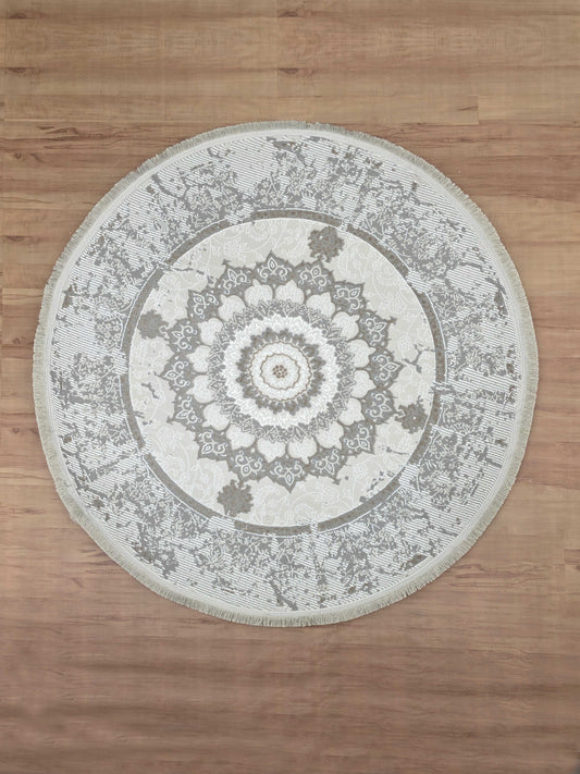 Gather "Gray + Beige " Acrylic Classic Round Carpet