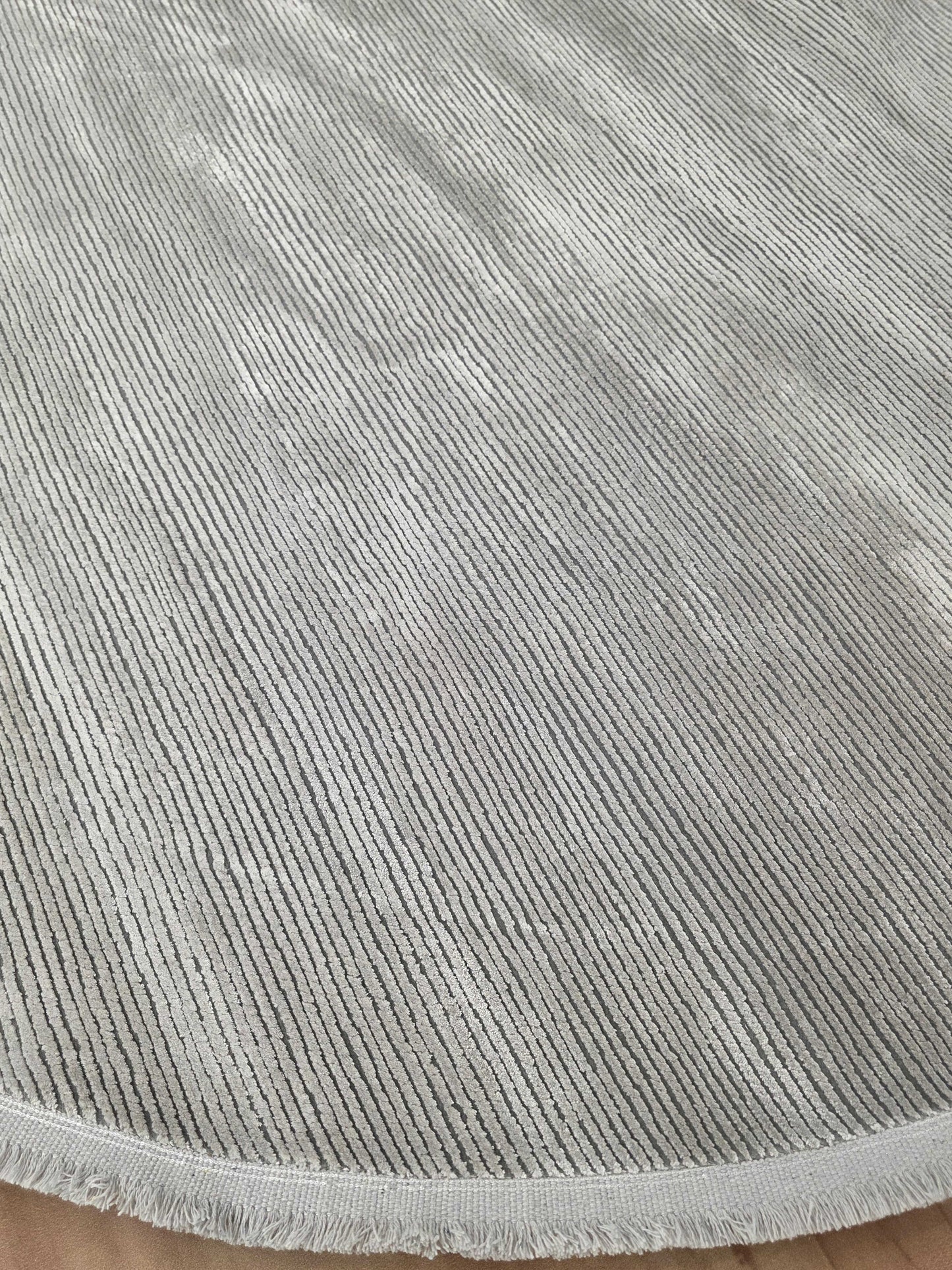 Gray Harmony Bamboo Silk Round Carpet