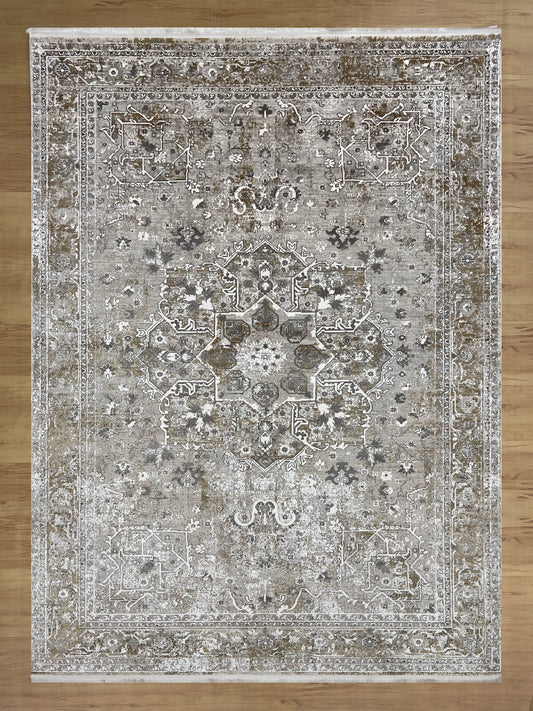 Neutral Ornamental Bamboo Silk Carpet